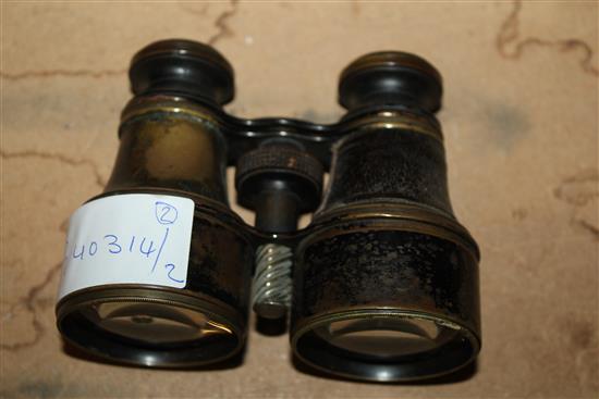 Leather cased binoculars & an earlier pair